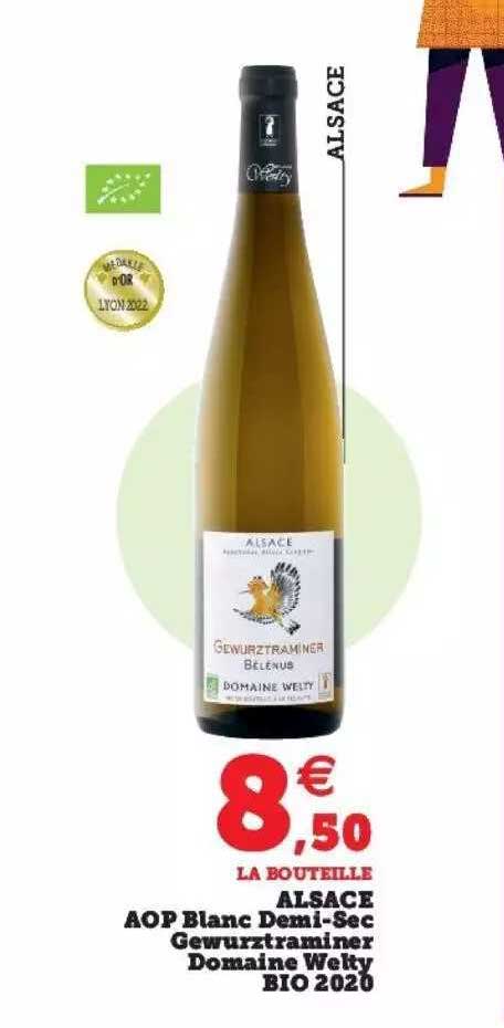 alsace aop blanc demi-sec gewurztraminer domaine welty bio 2020