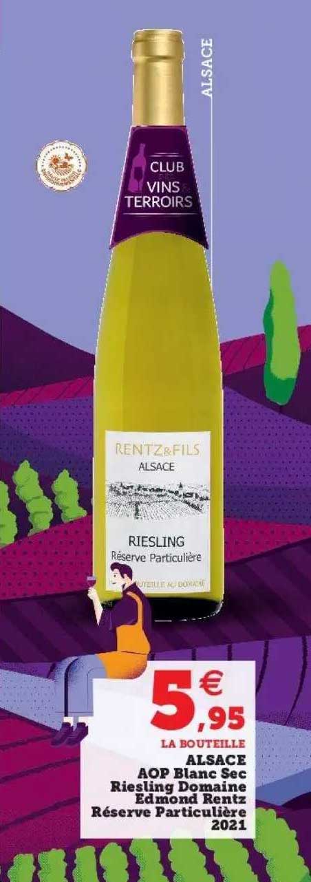 alsace aop blanc sec riesling domaine edmond rentz réserve particulière 2021