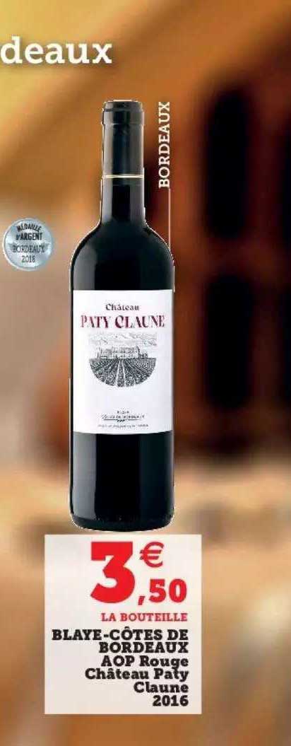 blaye-côtes de bordeaux aop rouge château paty claune 2016