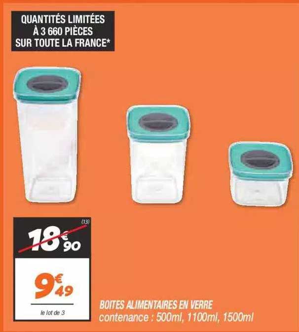 boîtes alimentaires en verre