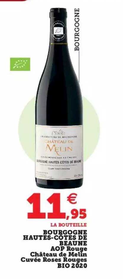 bourgogne hautes-côtes de beaune aop rouge château de melin cuvée roses rouges bio 2020