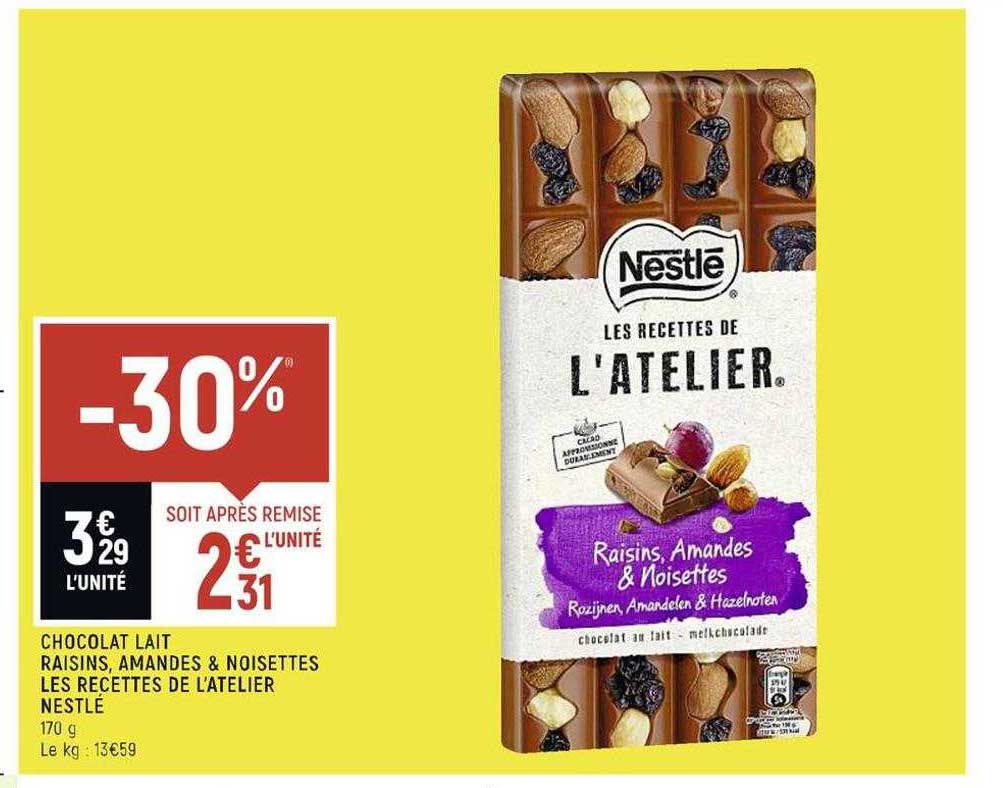 chocolat lait raisins, amandes & noisettes les recettes de l'atelier nestlé