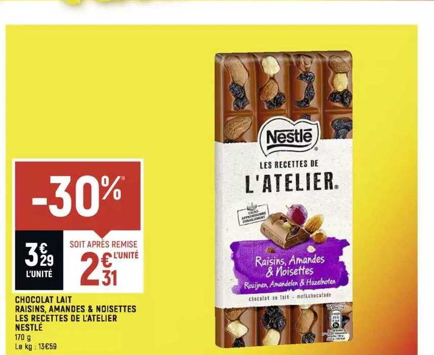 chocolat lait raisins, amandes & noisettes les recettes de l'atelier nestlé
