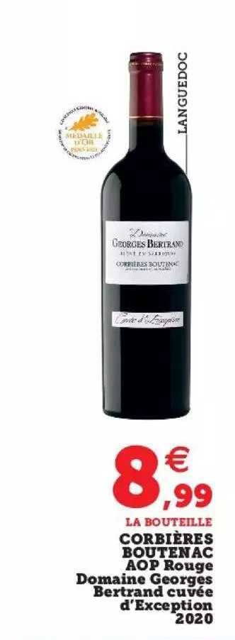 Corbières Boutenac Aop Rouge Domaine Georges Bertrand Cuvée D'exception 2020