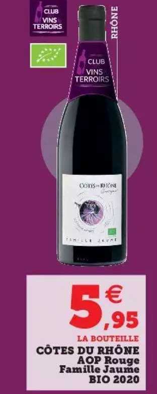 côtes du rhône aop rouge famille jaume bio 2020