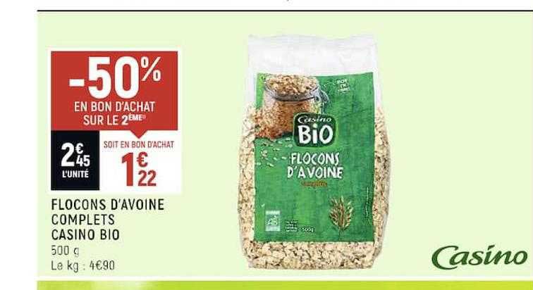 flocons d'avoine complets casino bio