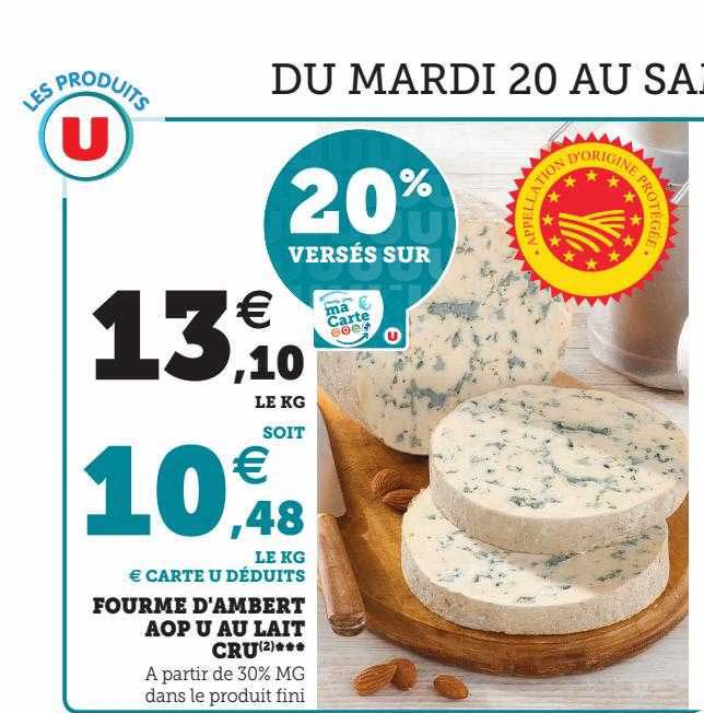 fourme d'ambert aop u au lait cru