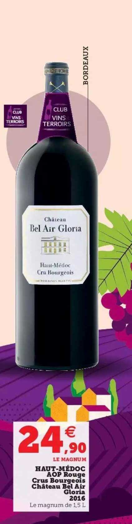 haut-médoc aop rouge cru bourgeois château bel air gloria 2016