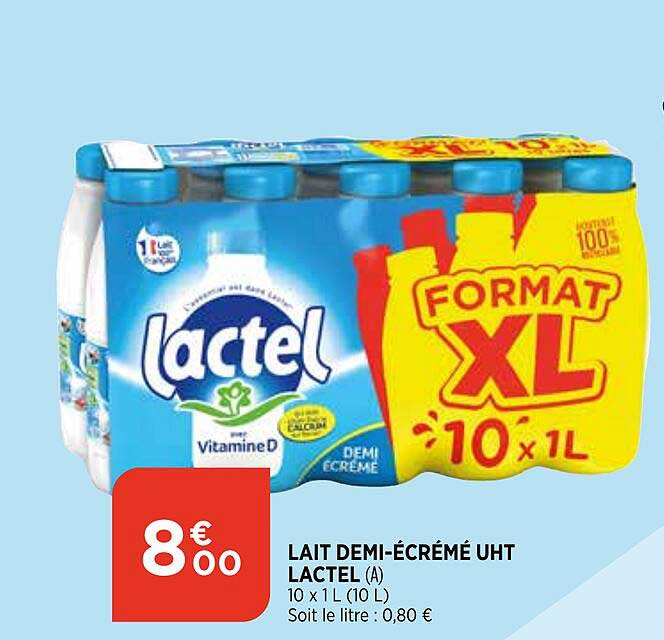 lait demi-écrémé uht lactel