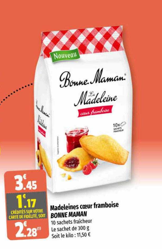 madeleines cœur framboise bonne maman
