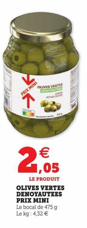 olives vertes dénoyautées prix mini