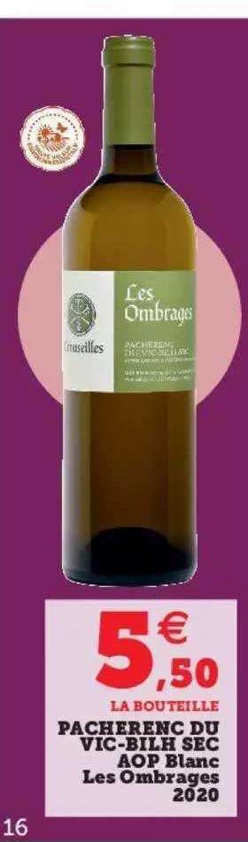 pacherenc du vic-bilh sec aop blanc les ombrages 2020