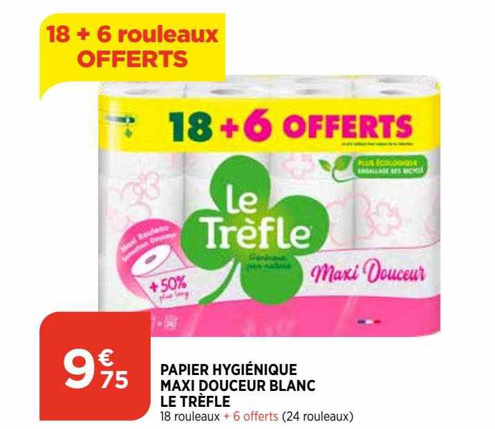 Papier Hygiénique Maxi Douceur Blanc Le Trèfle