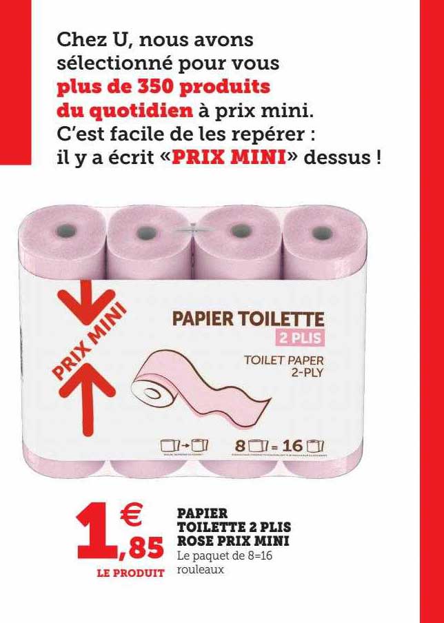 papier toilette 2 plis rose prix mini