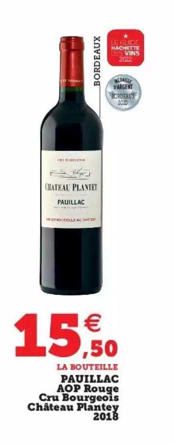 pauillac aop rouge cru bourgeoise château plantey 2018