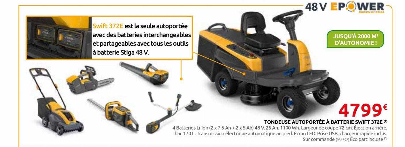 Tondeuse Autoportée à Batterie Swift 372e