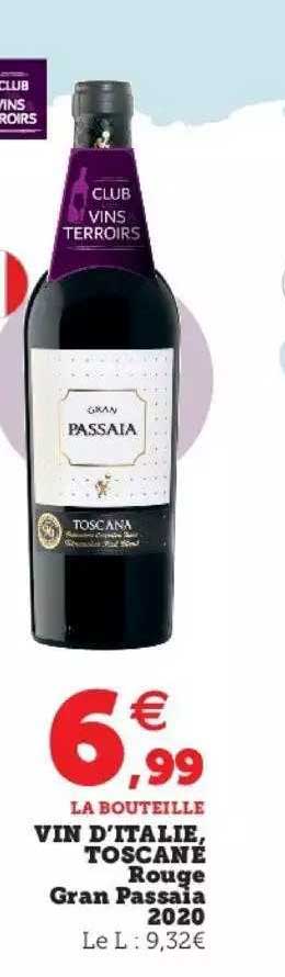 vin d'italie, toscané rouge gran passaia 2020