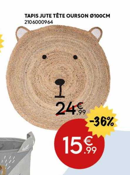 Tapis Jute Tête Ourson