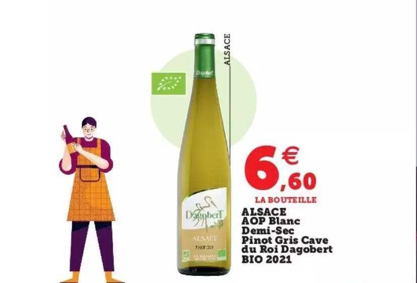 alsace aop blanc demi-sec pinot gris cave du roi dagobert bio 2021