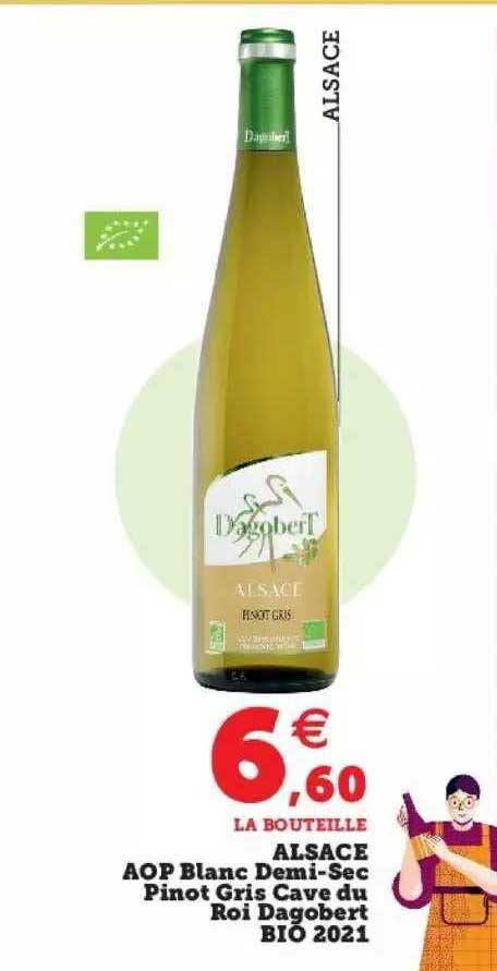 alsace aop blanc demi-sec pinot gris cave du roi dagobert bio 2021