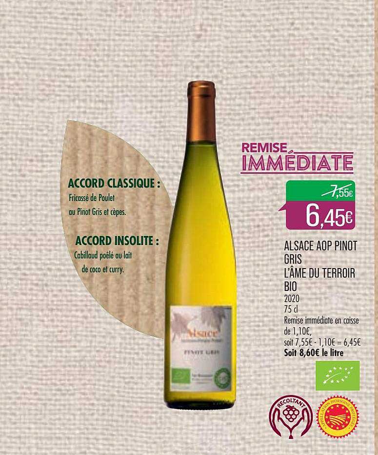 alsace aop pinot gris l'âme du terroir bio