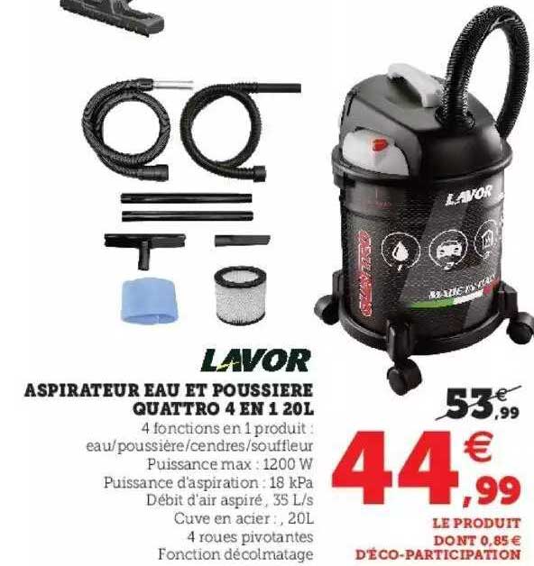 Aspirateur Eau Et Poussière Quattro 4 En 1 20l Lavor