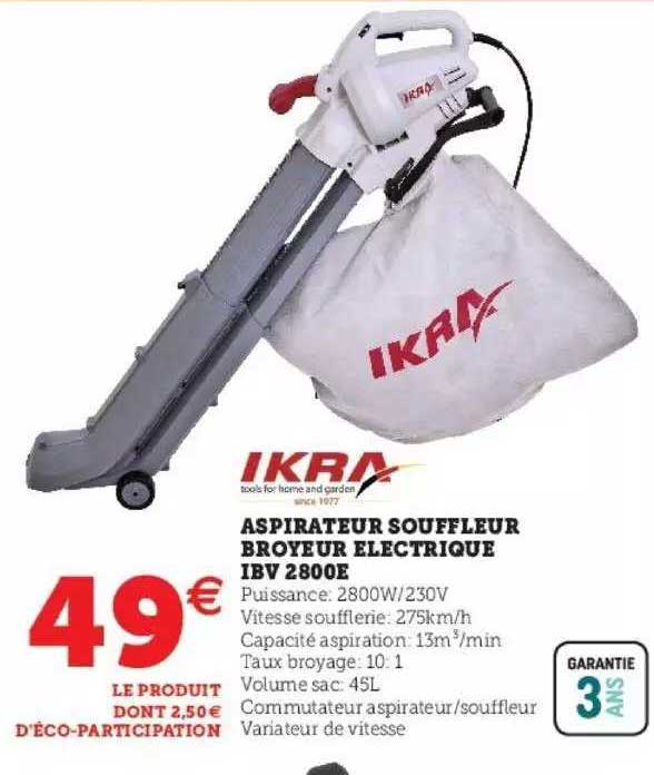 aspirateur souffleur broyeur électrique ibv 2800e ikra
