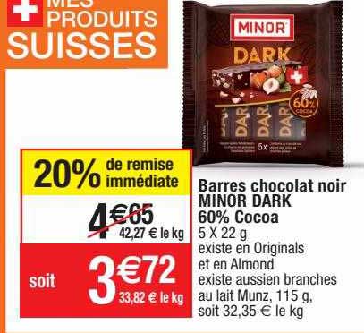 barres chocolat noir minor dark