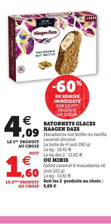 bâtonnets glacés häagen dazs ou minis