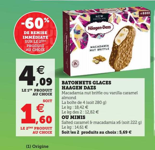 bâtonnets glacés häagen dazs