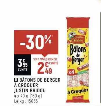 bâtons de berger à croquer justin bridou