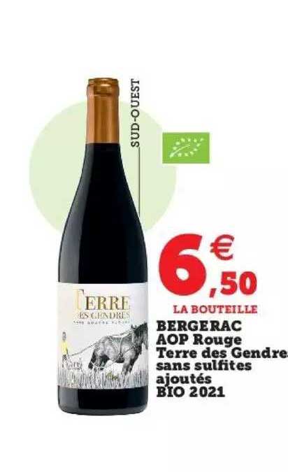 bergerac aop rouge terre des gendre sans sulfites ajoutés bio 2021