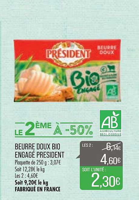 Beurre Doux Bio Engagé Président