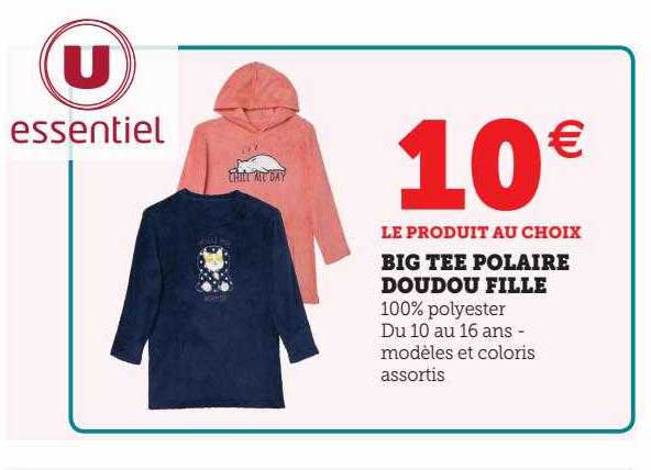 big tee polaire doudou fille u essentiel