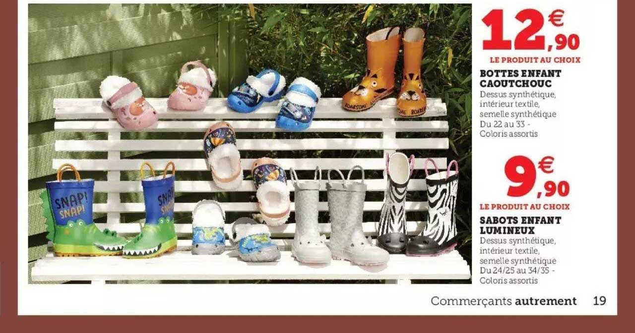 Bottes Enfant Caoutchouc, Sabots Enfant Lumineux