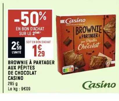 brownie à partager aux pépites de chocolat casino