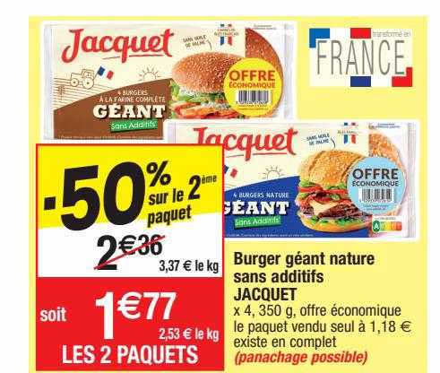 Burger Géant Nature Sans Additifs Jacquet