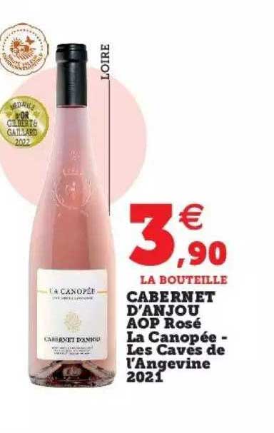 cabernet d'anjou aop rosé la canopée - les caves de l'angevine 2021