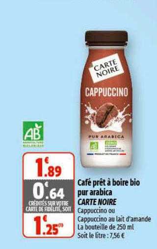 Café Prêt à Boire Bio Pur Arabica Carte Noire