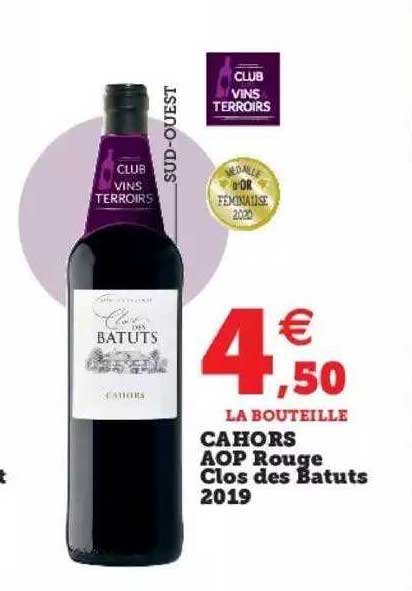 cahors aop rouge clos des batuts 2019