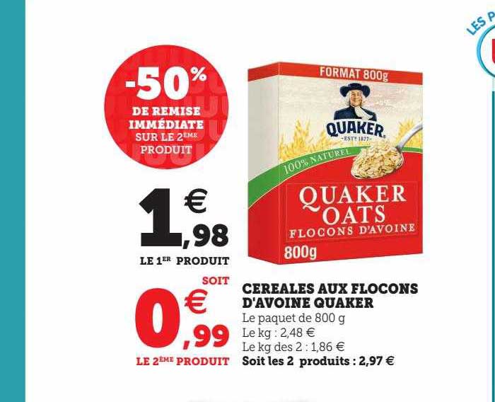 céréales aux flocons d'avoine quaker
