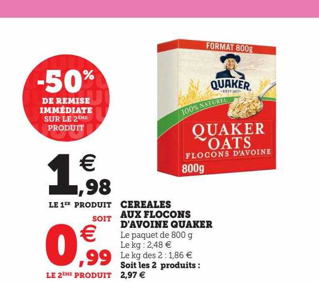 céréales aux flocons d'avoine quaker