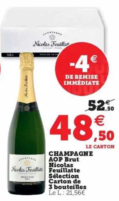 champagne aop brut nicolas feuillatte sélection carton de 3 bouteilles