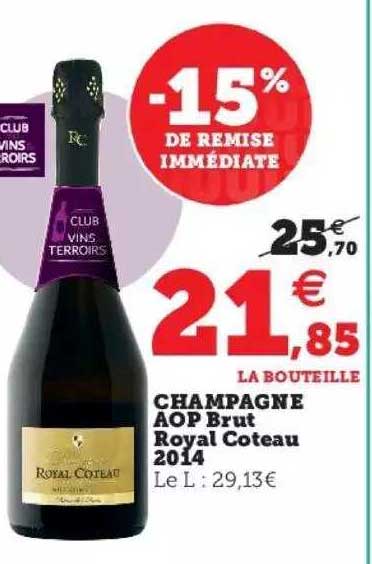 champagne aop brut royal côteau 2014