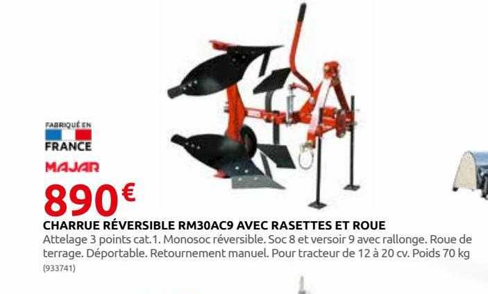 charrue réversible rm30ac9 avec rasettes et roue majar