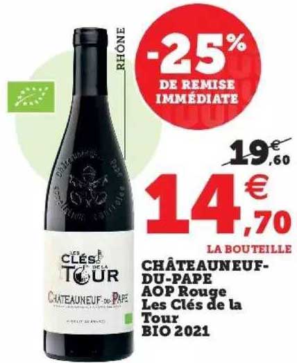 châteauneuf-du-pape aop rouge les clés de la tour bio 2021