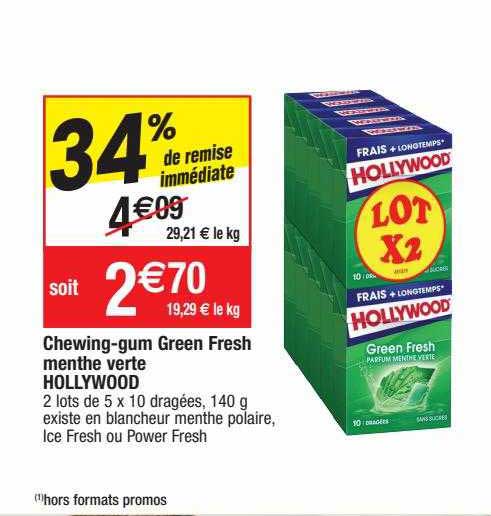 chewing-gum green fresh menthe verte hollywood