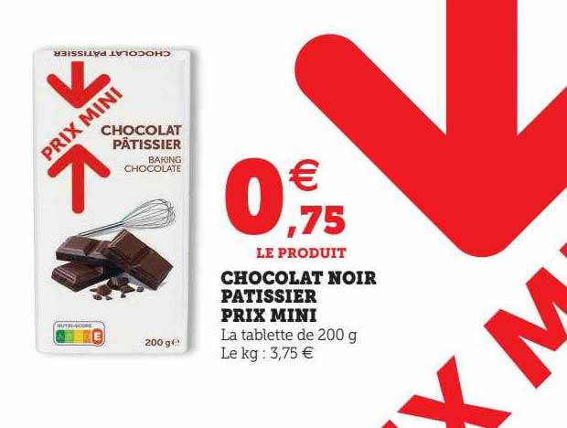 chocolat noir pâtissier prix mini