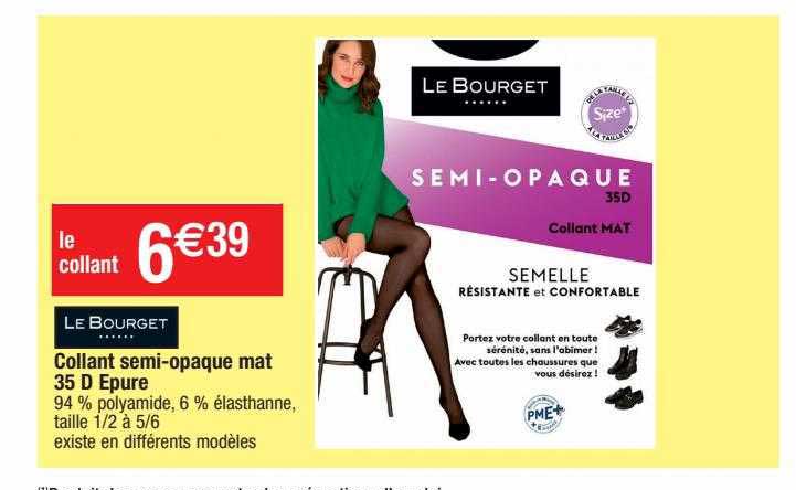 collant semi-opaque mat 35 d épure le bourget