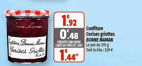 confiture cerises griottes bonne maman